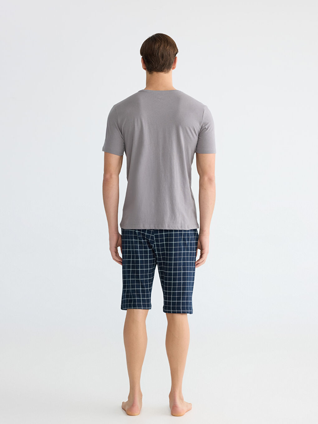 Lacivert Standart Kalıp Erkek Şortlu Pijama Takımı-3