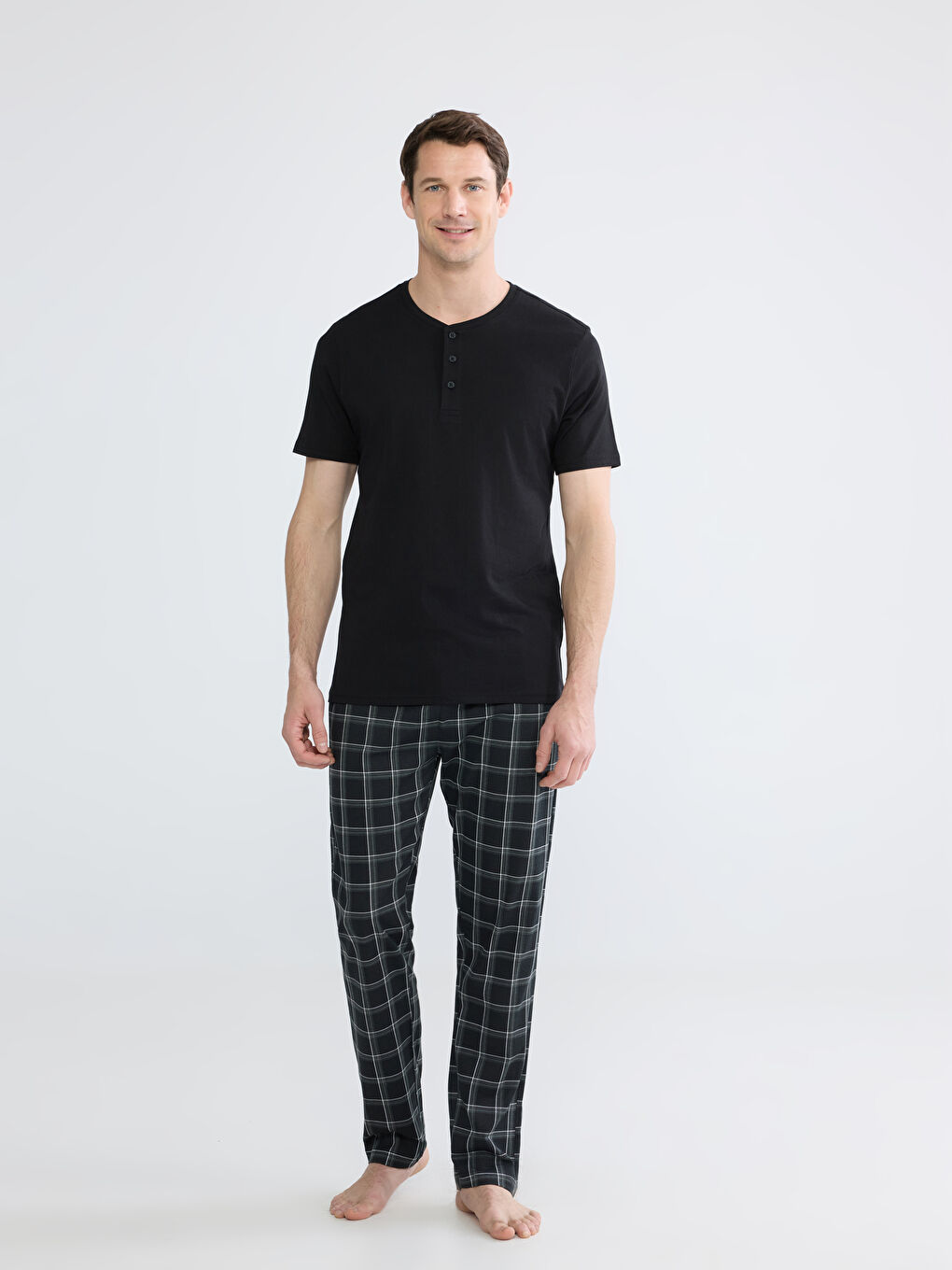 Siyah Standart Kalıp Erkek Pijama Takımı