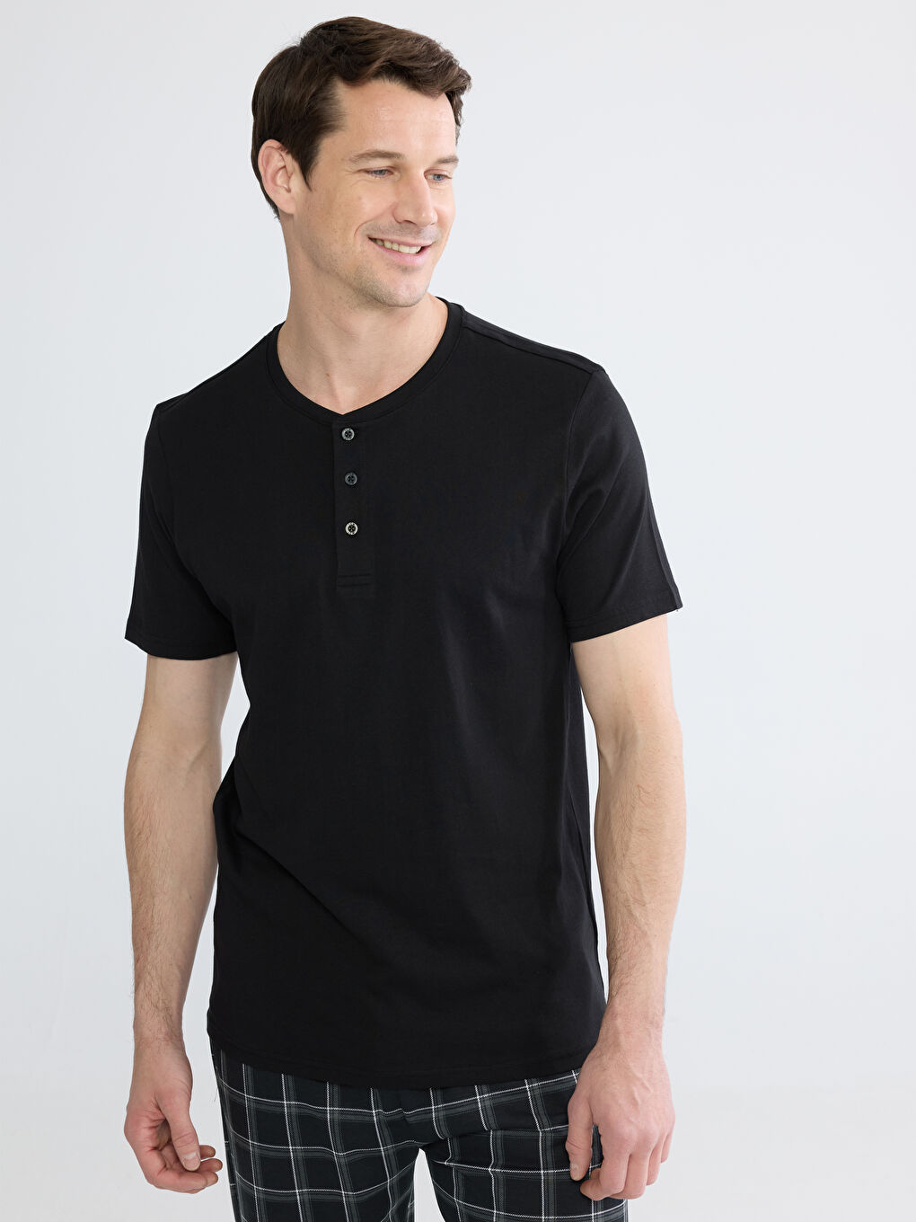 Siyah Standart Kalıp Erkek Pijama Takımı-1