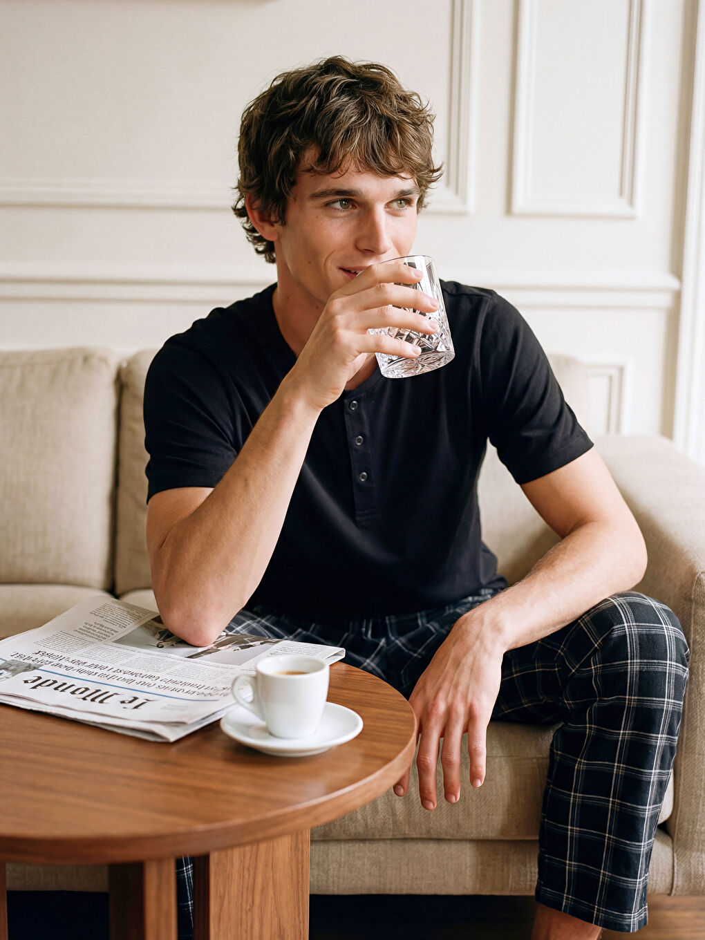 Классический крой мужской пижамный комплект-1