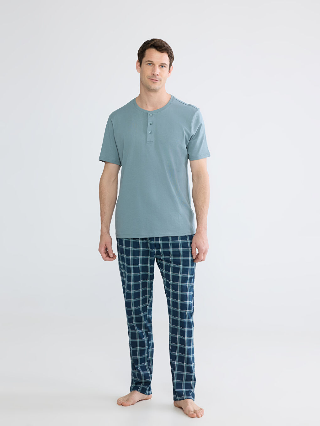 Lacivert Standart Kalıp Erkek Pijama Takımı