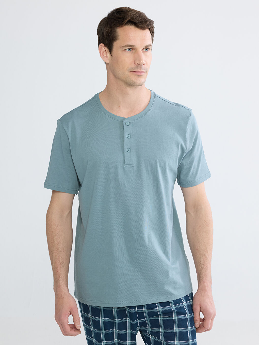 Lacivert Standart Kalıp Erkek Pijama Takımı-1