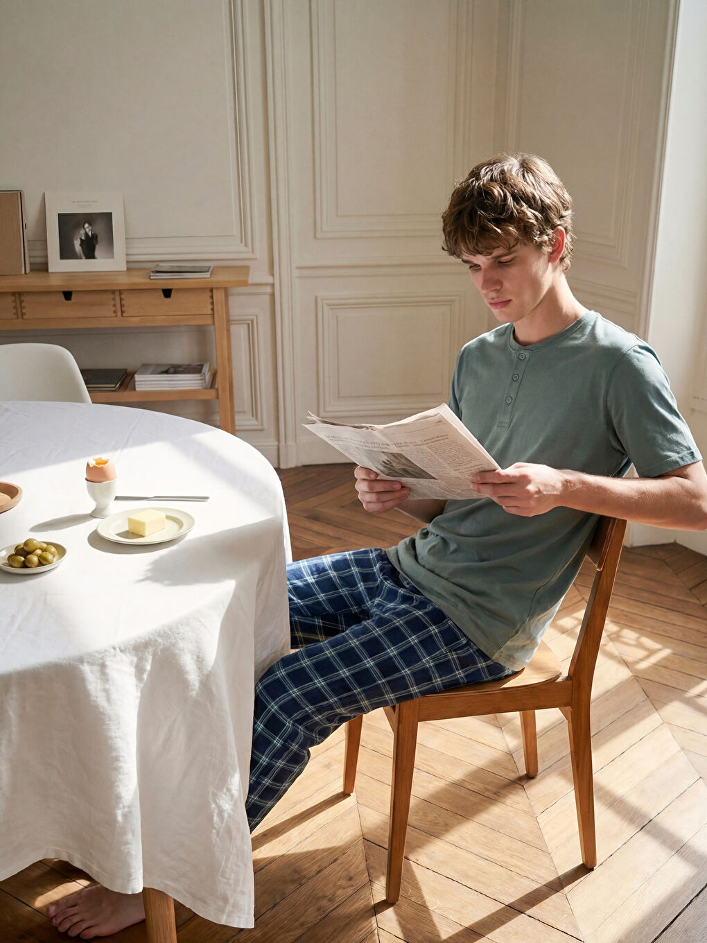 Классический крой мужской пижамный комплект-1