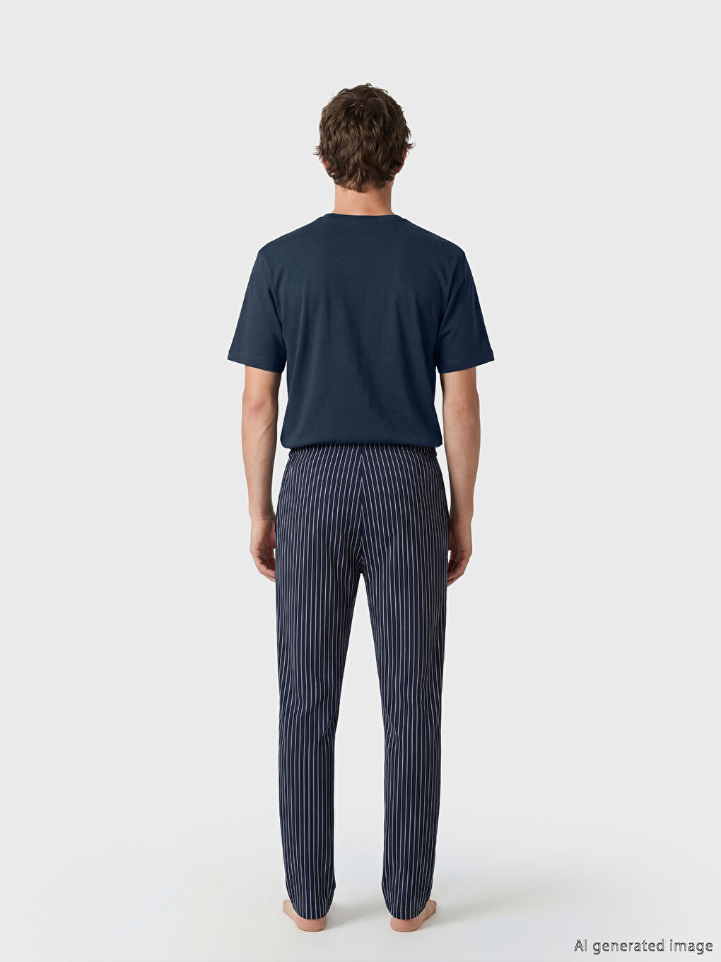 Lacivert Standart Kalıp Baskılı Erkek Pijama Takım-3