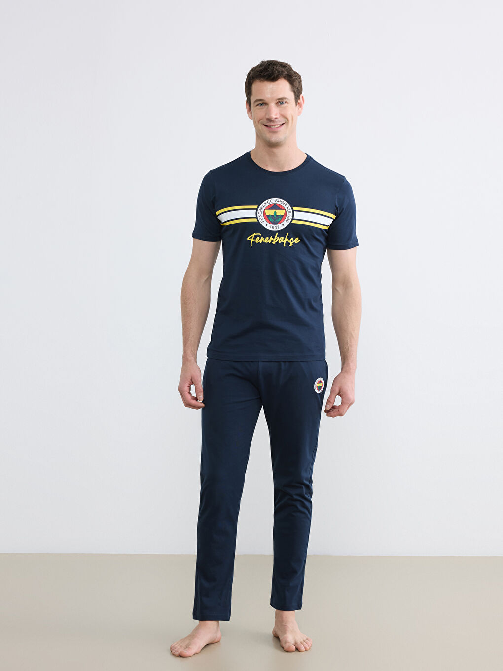 Lacivert Fenerbahçe Baskılı Penye Erkek Pijama Takımı