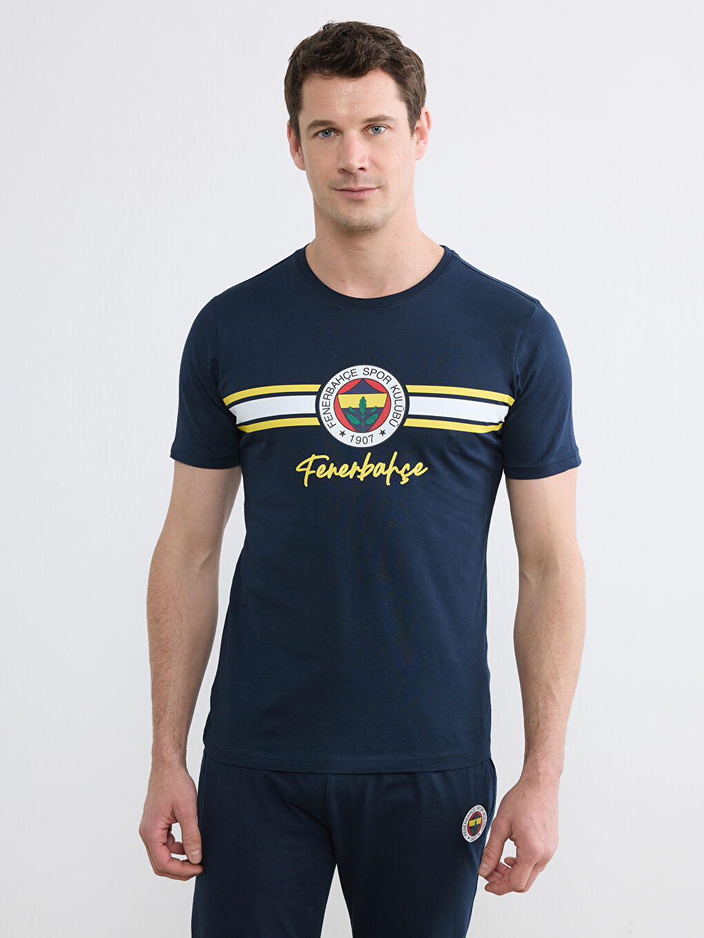 Lacivert Fenerbahçe Baskılı Penye Erkek Pijama Takımı-1