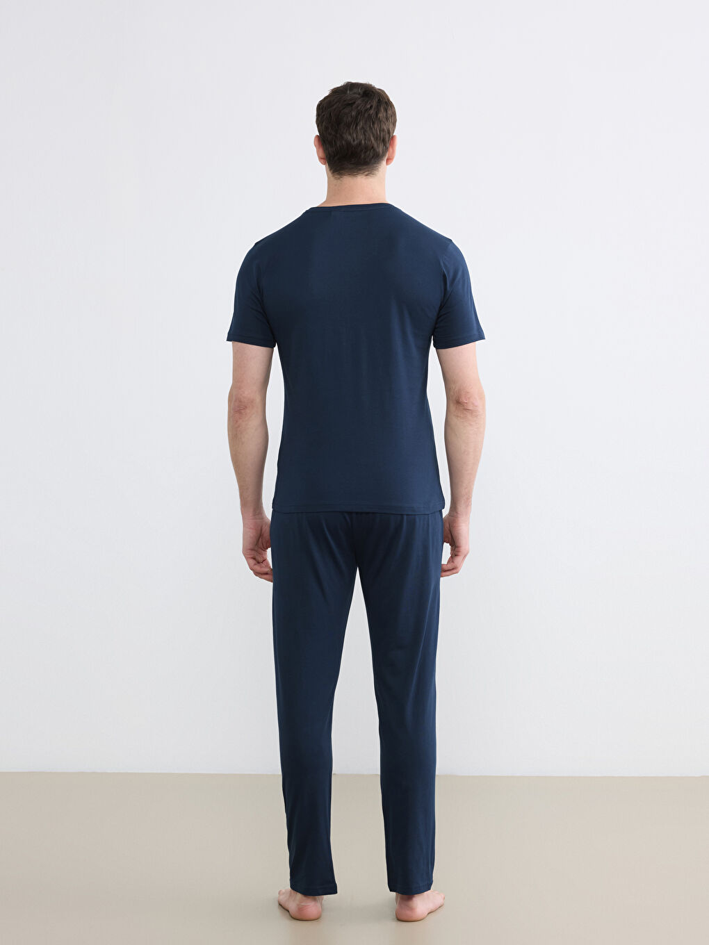 Lacivert Fenerbahçe Baskılı Penye Erkek Pijama Takımı-4