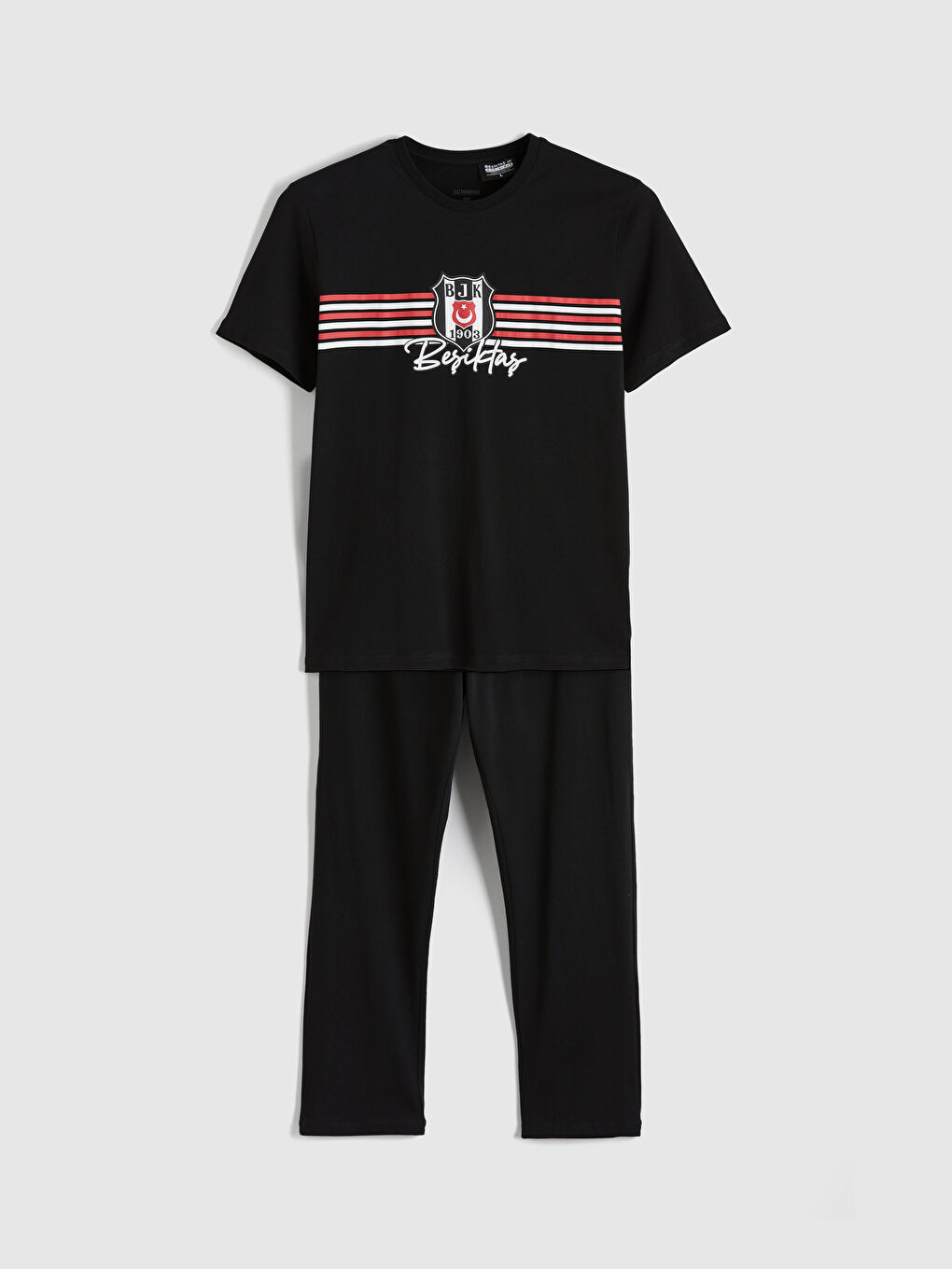 Siyah Standart Kalıp Beşiktaş Baskılı Erkek Pijama Takımı