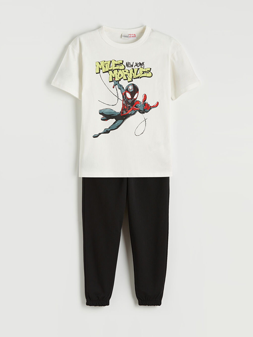 Ekru Spider-Man Baskılı Erkek Çocuk Tişört ve Eşofman Altı