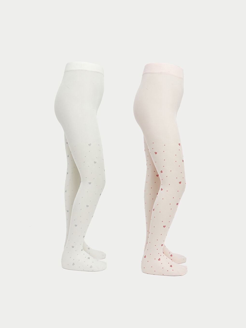 Тонкие колготки для девочек с узором в сердечки, упаковка из 2 штук