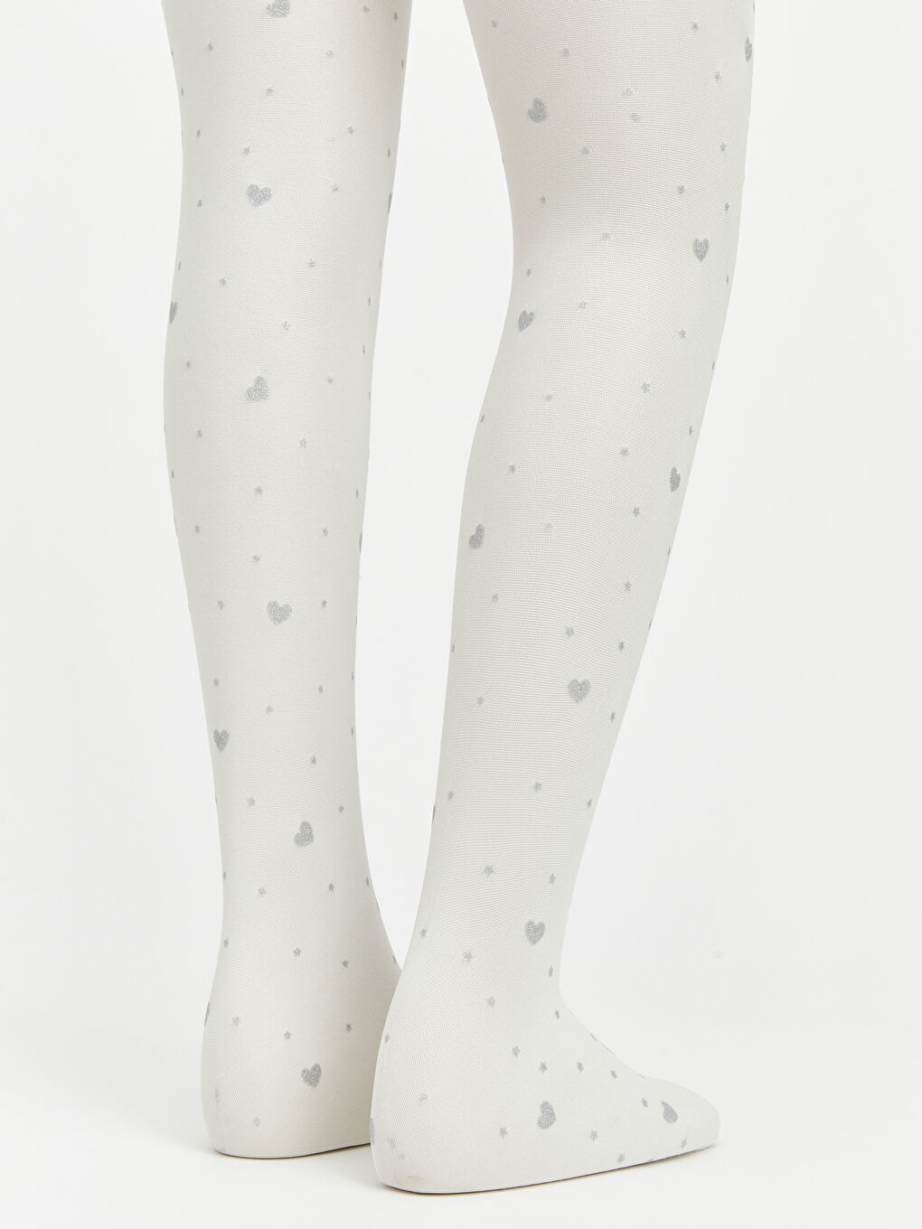 Тонкие колготки для девочек с узором в сердечки, упаковка из 2 штук-4