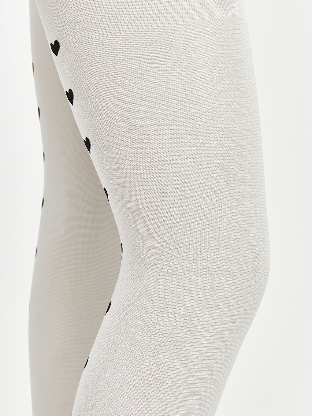 Beyaz Baskılı Kız Çocuk İnce Külotlu Çorap 2'li-2