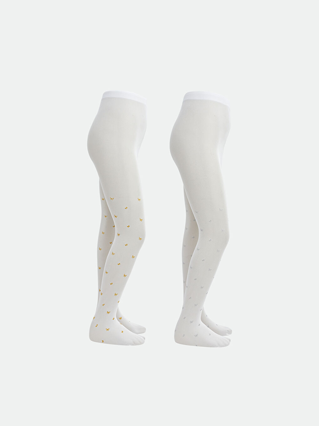 Gri Baskılı Kız Çocuk İnce Külotlu Çorap 2'li