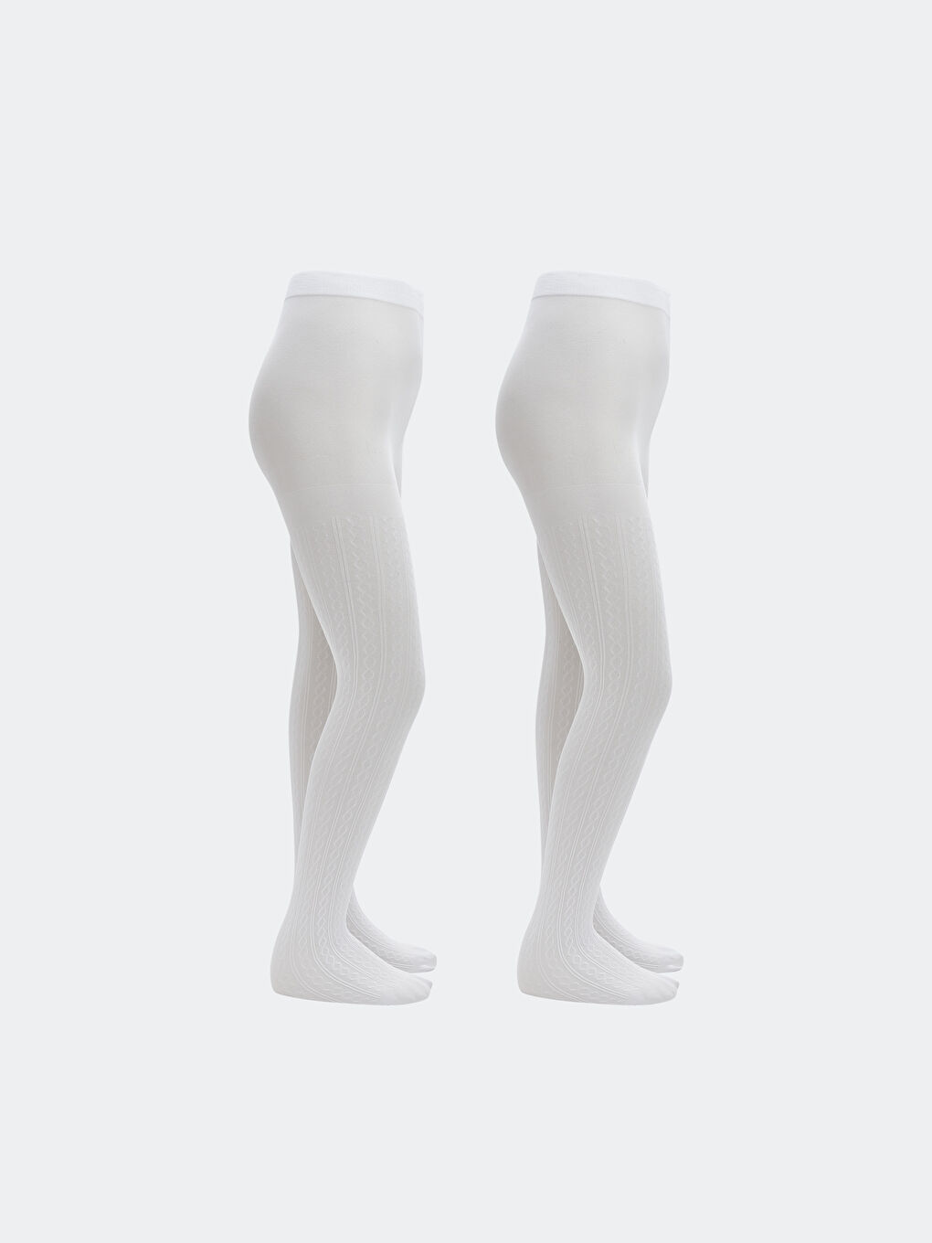 Beyaz Desenli Kız Çocuk İnce Külotlu Çorap 2'li