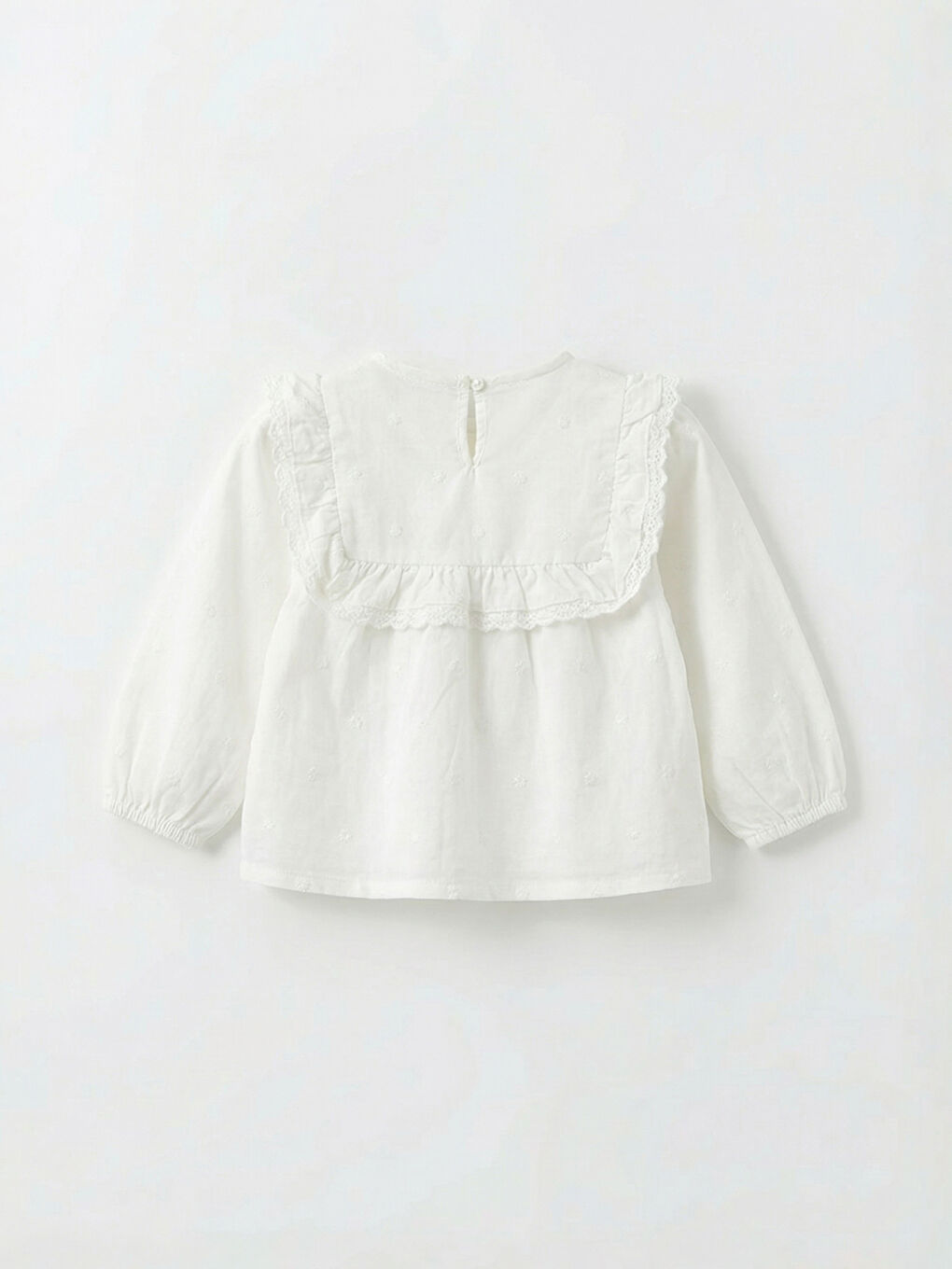 Ekru Fırfırlı Kız Bebek Gabardin Bluz ve Pantolon-2