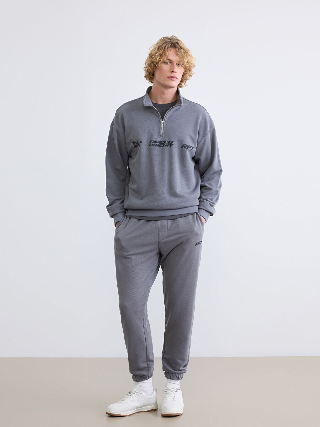 Funnel Neck Printed Men's Sweatshirt-1