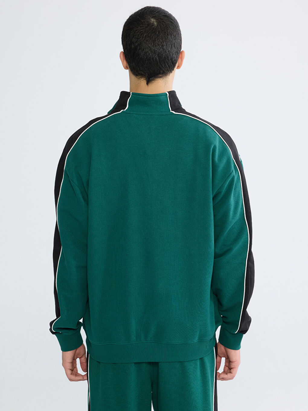 Yeşil Dik Yaka NYC Baskılı Erkek Sweatshirt-3