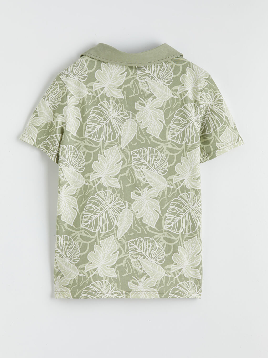 Ekru Polo Yaka Desenli Erkek Çocuk Tişört-1