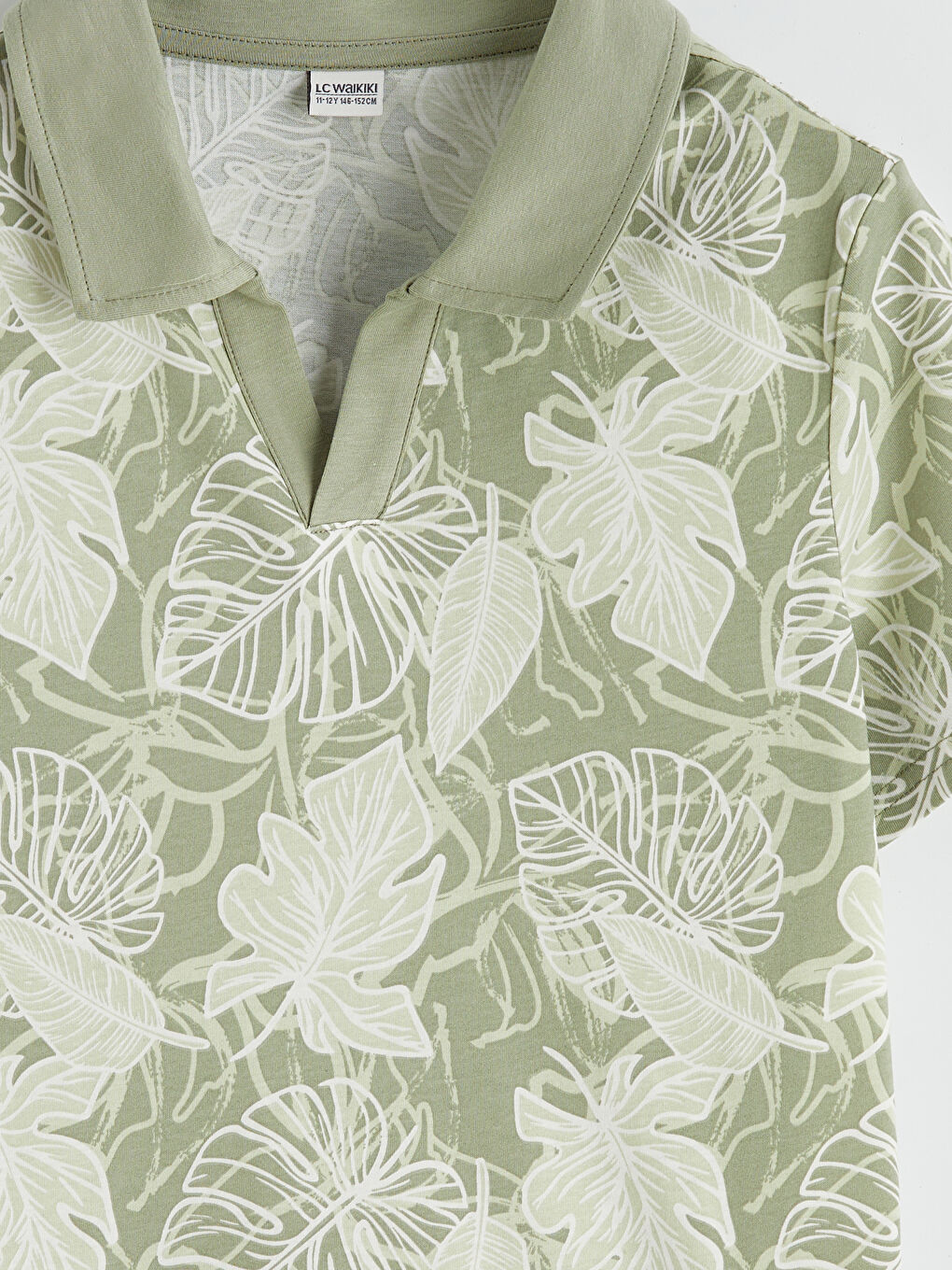 Ekru Polo Yaka Desenli Erkek Çocuk Tişört-2