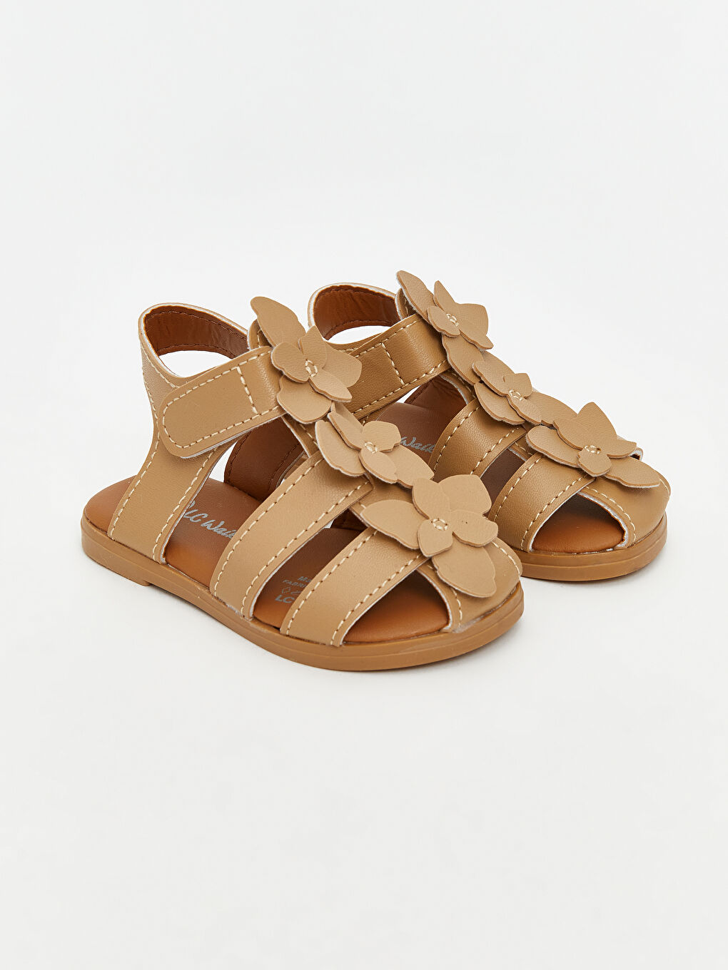 Kahverengi Deri Görünümlü Kız Bebek Sandalet