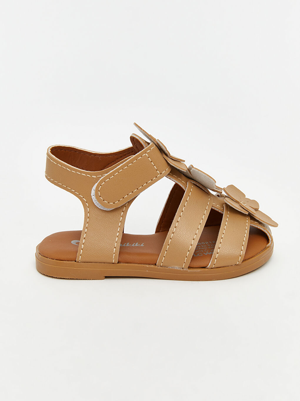 Kahverengi Deri Görünümlü Kız Bebek Sandalet-1