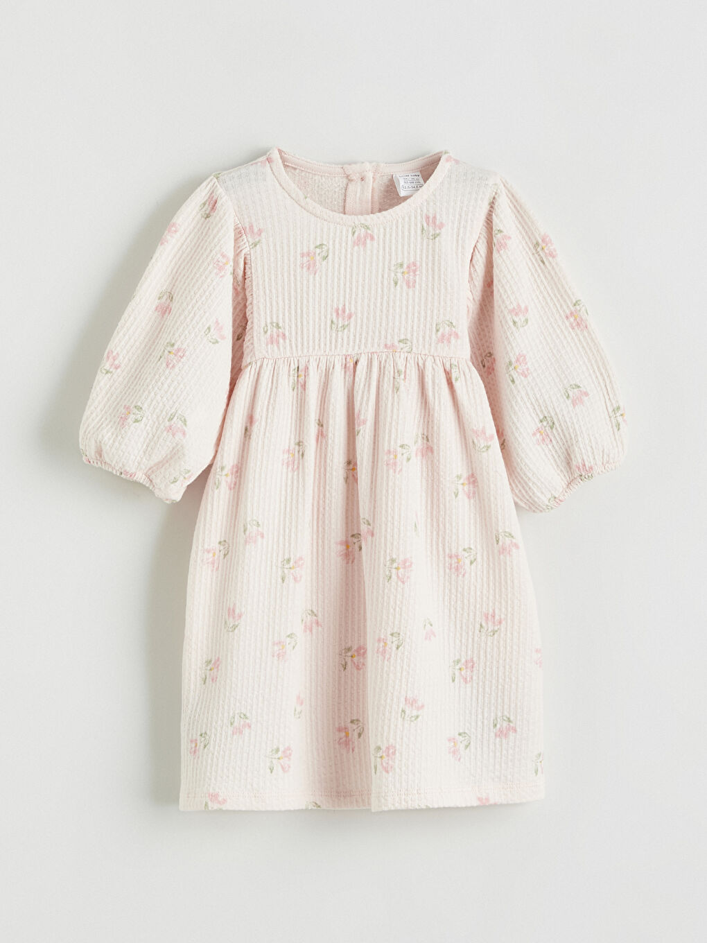 Pembe Çiçekli Fırfırlı Kız Bebek Elbise