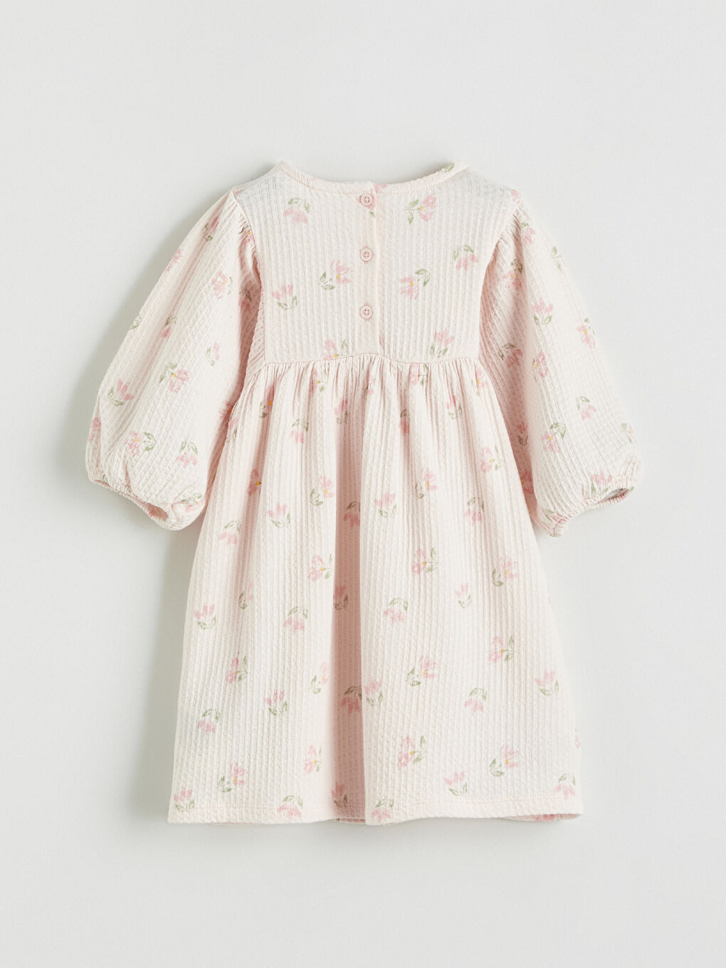 Pembe Çiçekli Fırfırlı Kız Bebek Elbise-2