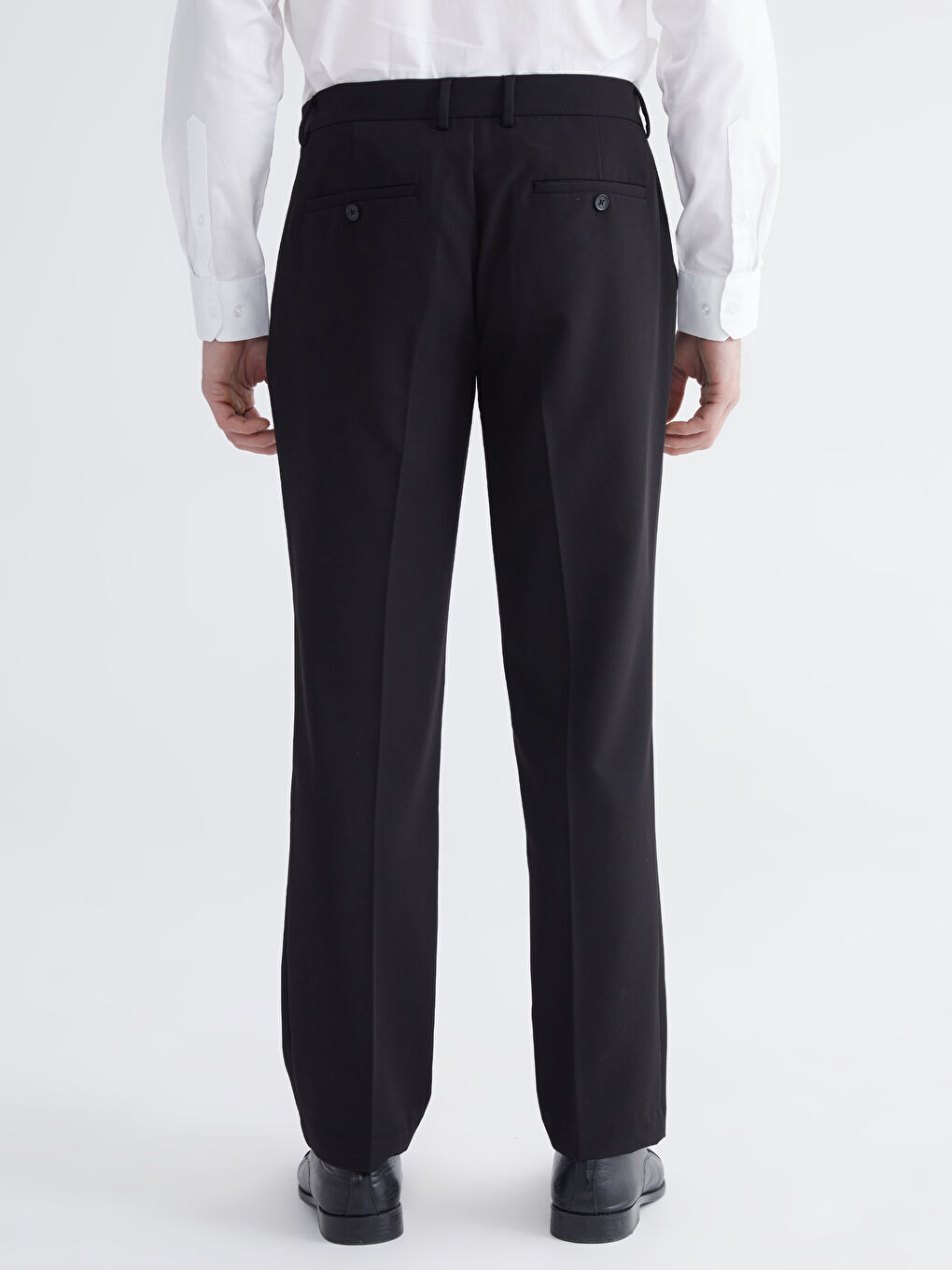 Siyah Standart Kalıp Erkek Kumaş Pantolon-3