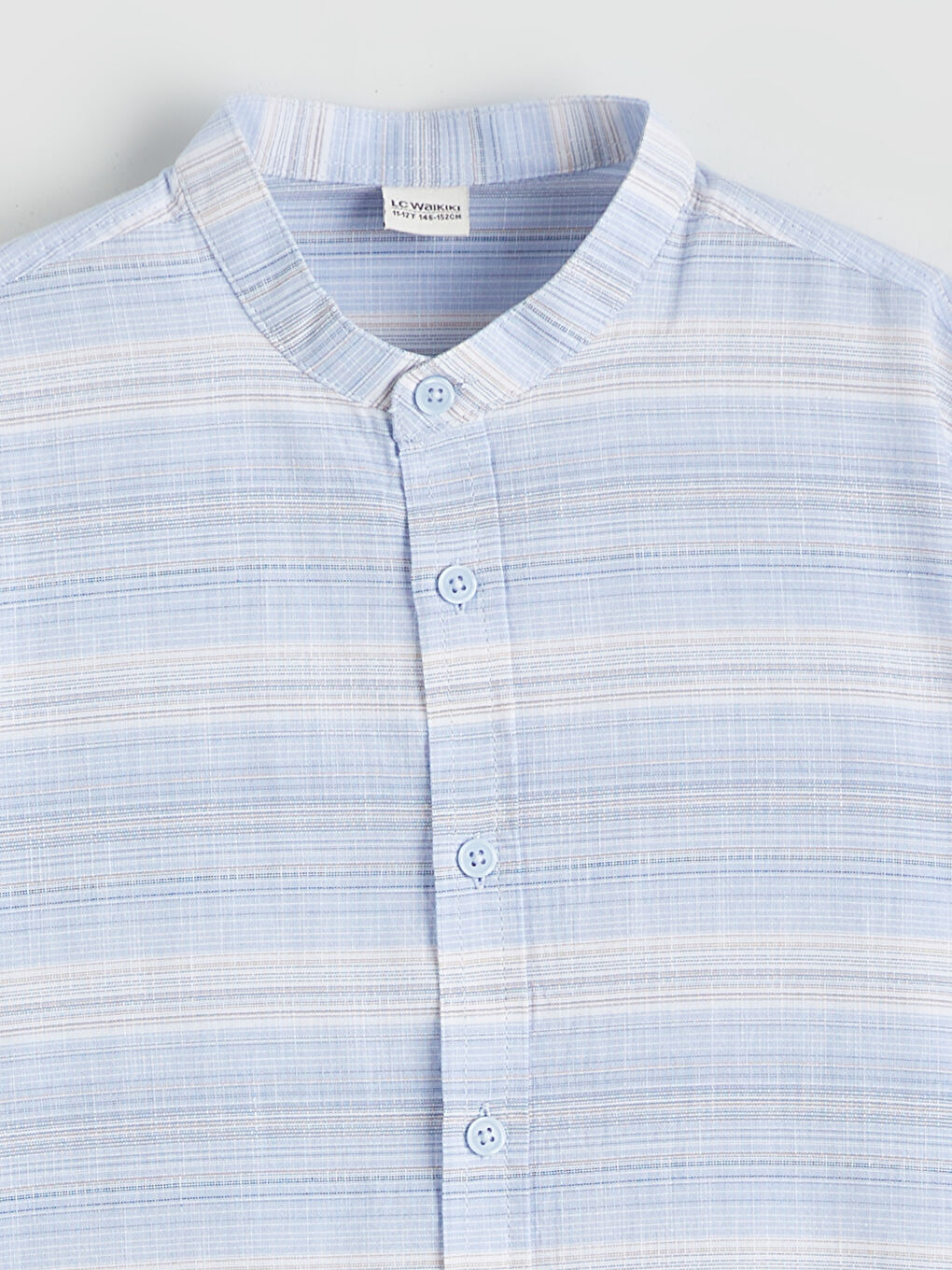Mavi Hakim Yaka Çizgili Erkek Çocuk Gömlek-1
