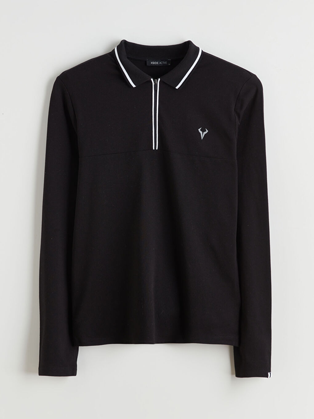 Siyah Polo Yaka Erkek Sweatshirt-4