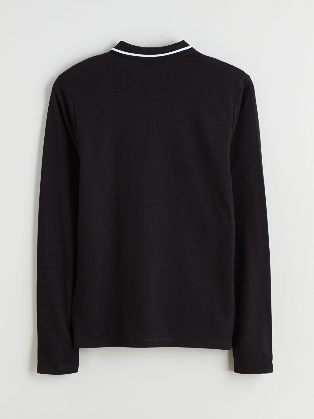 Siyah Polo Yaka Erkek Sweatshirt-5