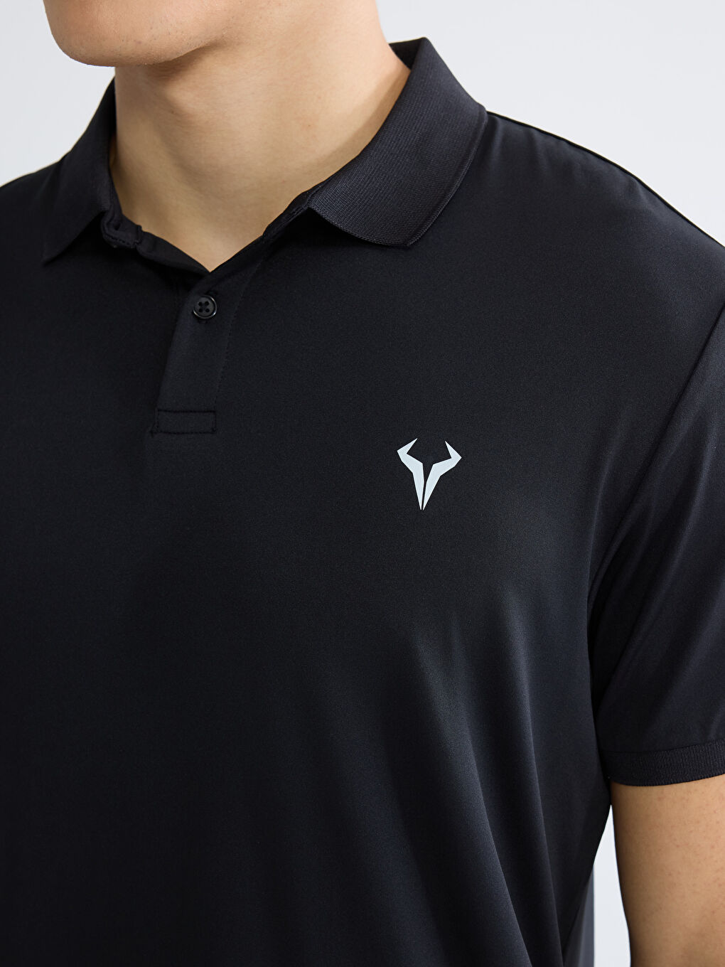 Siyah Polo Yaka Erkek Spor Tişört-2