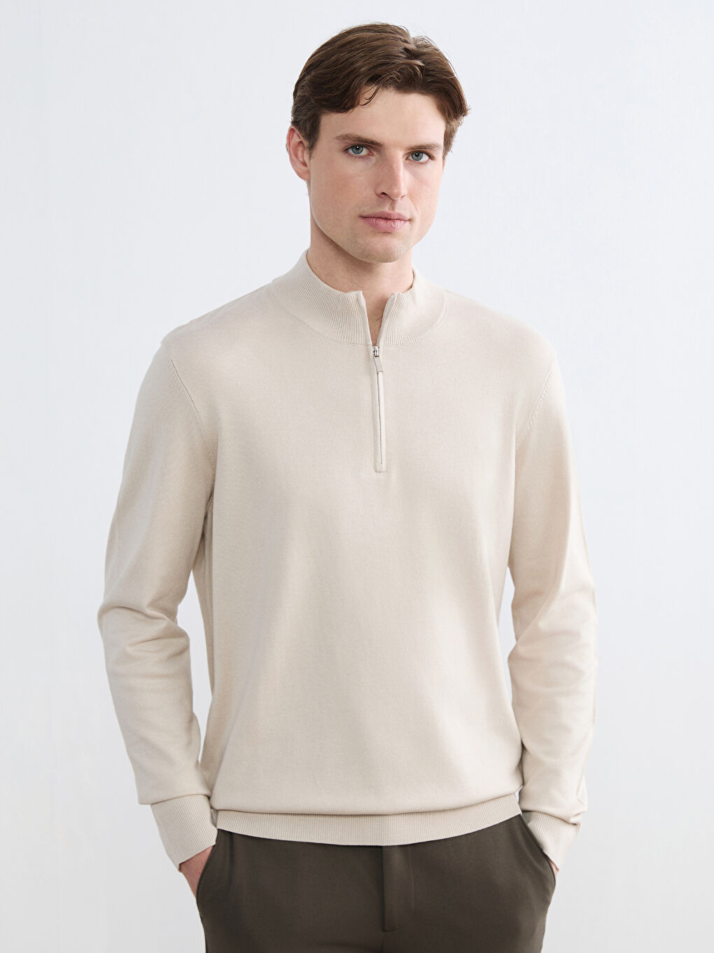 Men's turtleneck knit sweater.