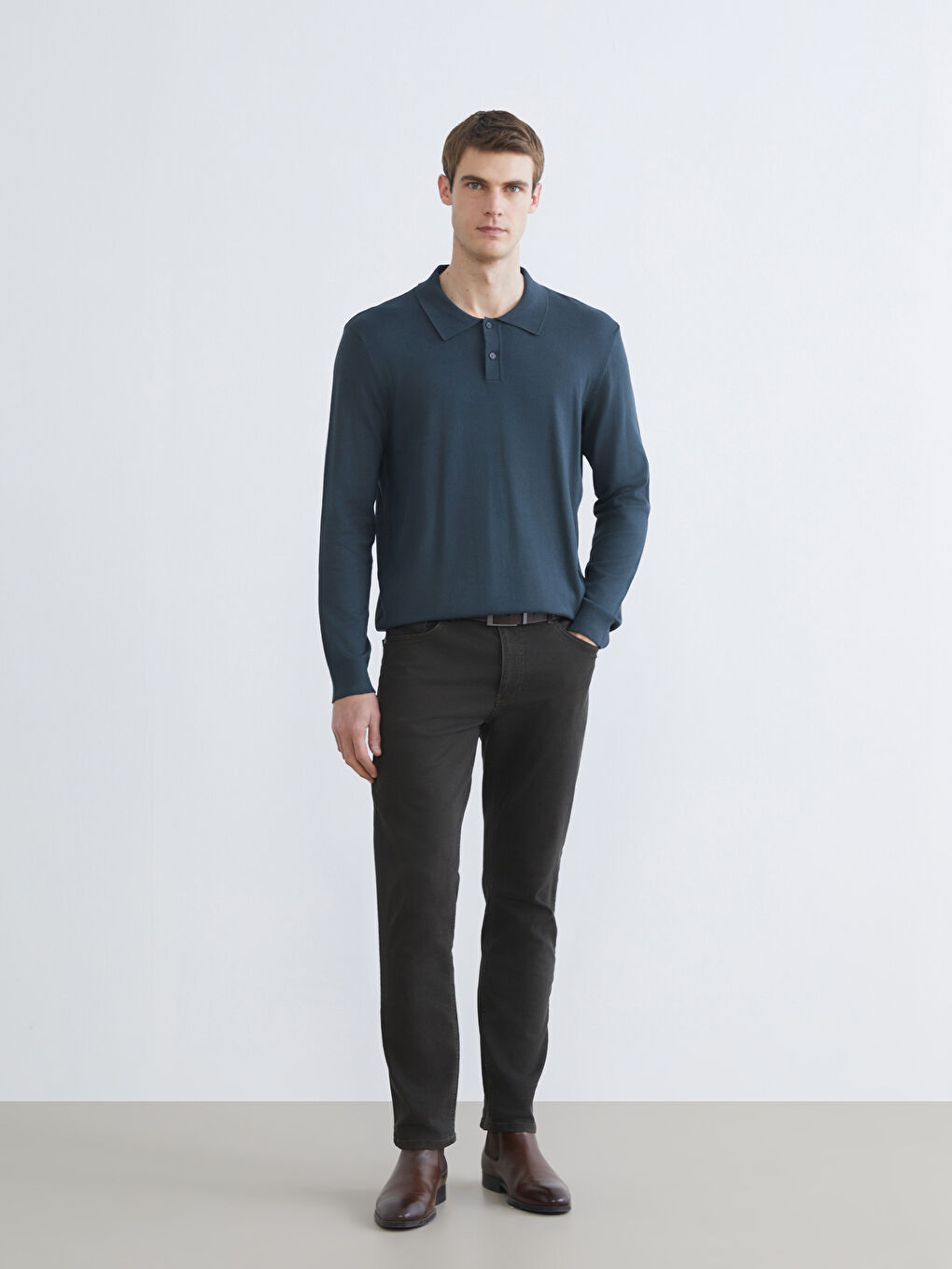 Мужской свитер водолазка трикотажный-1