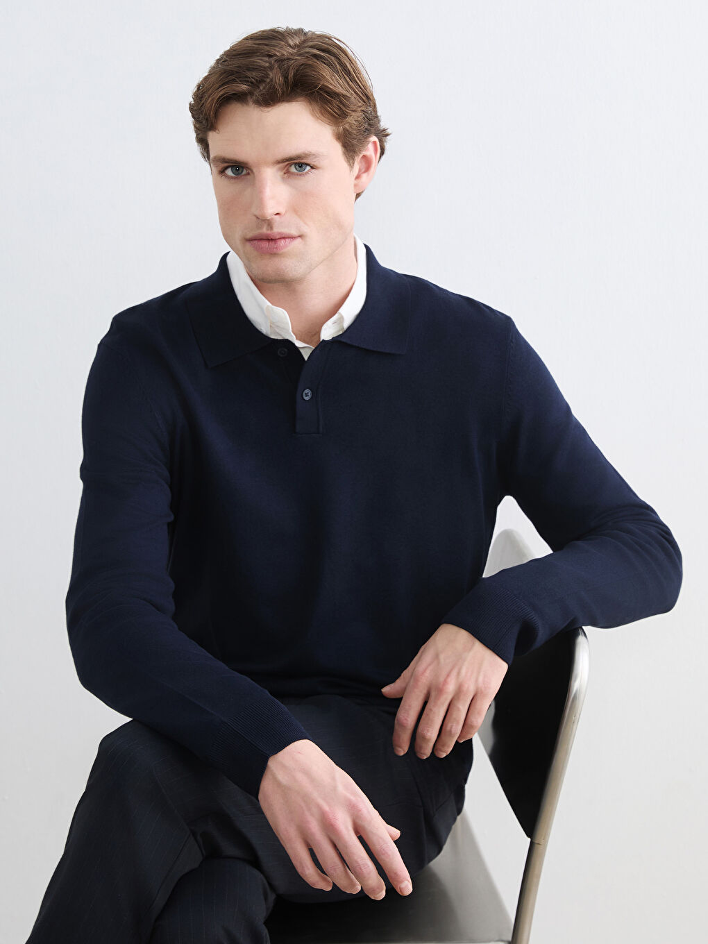Polo Neck Men's Knitwear Sweater