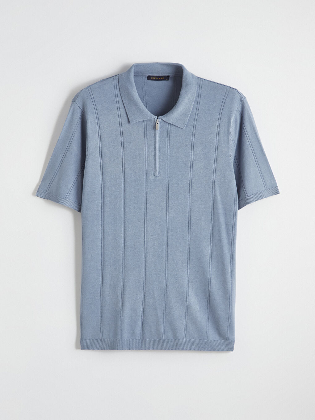 Мужской свитер с воротником поло и коротким рукавом-4