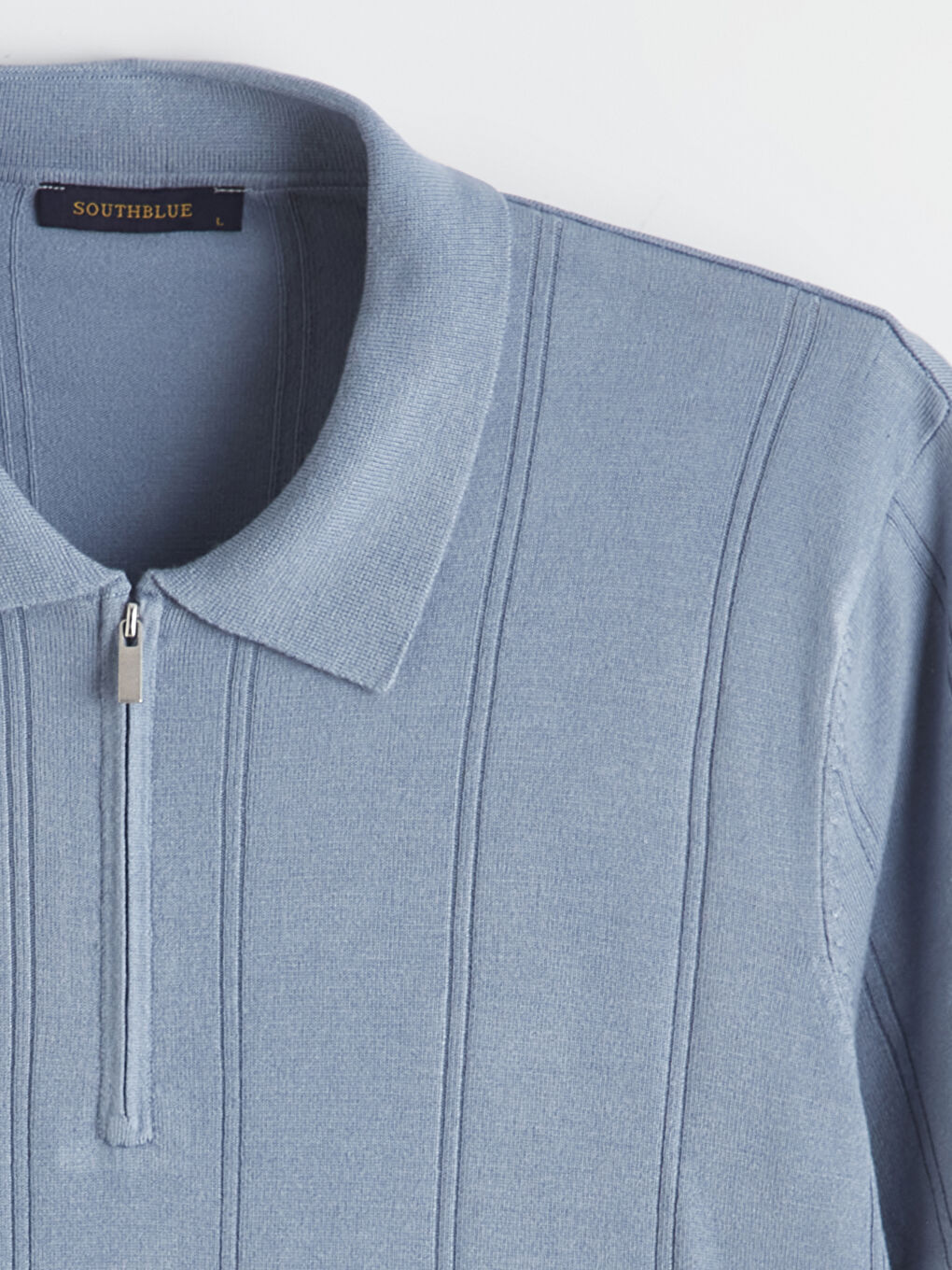 Мужской свитер с воротником поло и коротким рукавом-5