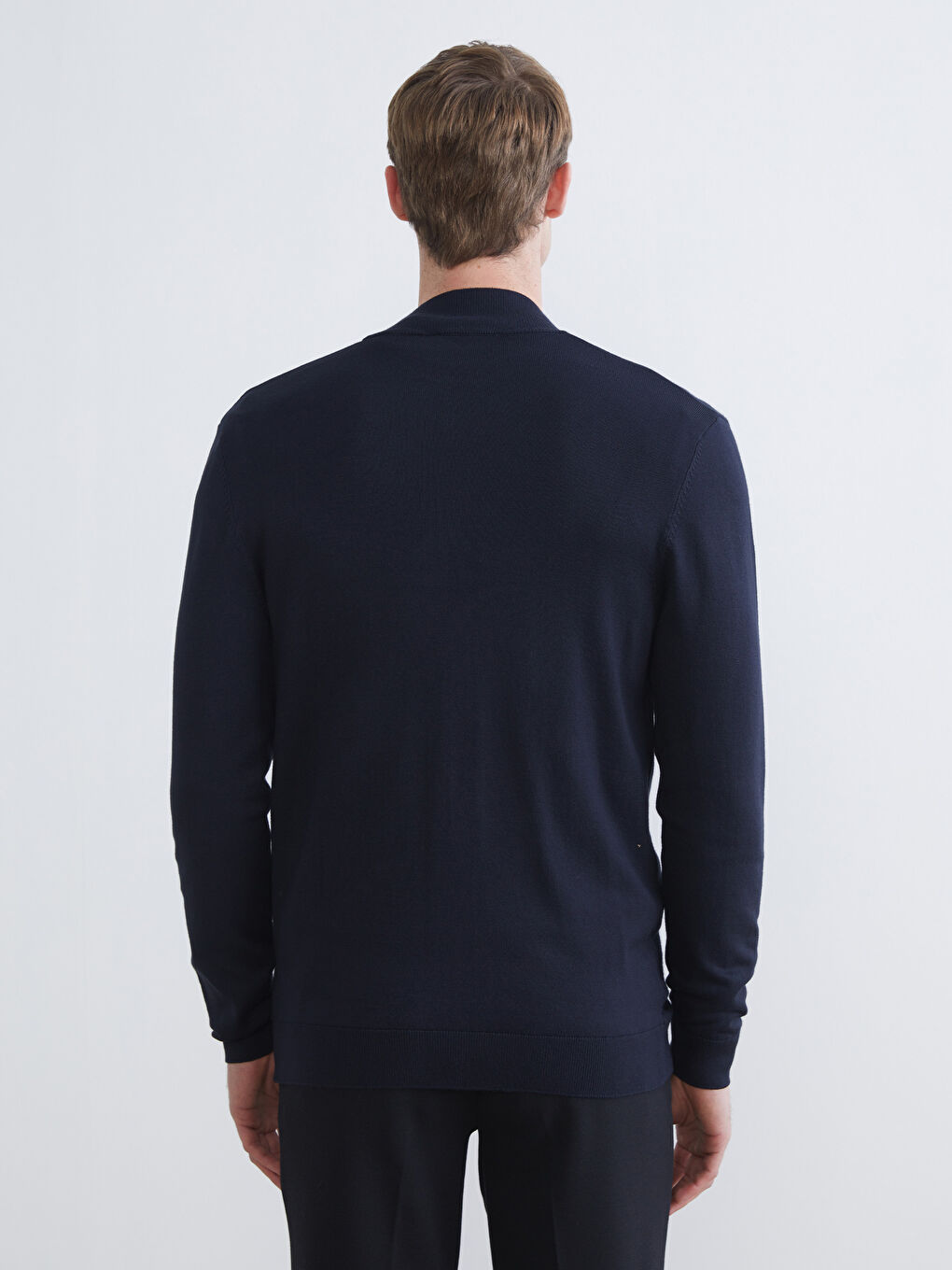 Regular Fit Funnel Neck Men's Knit Cardigan-3