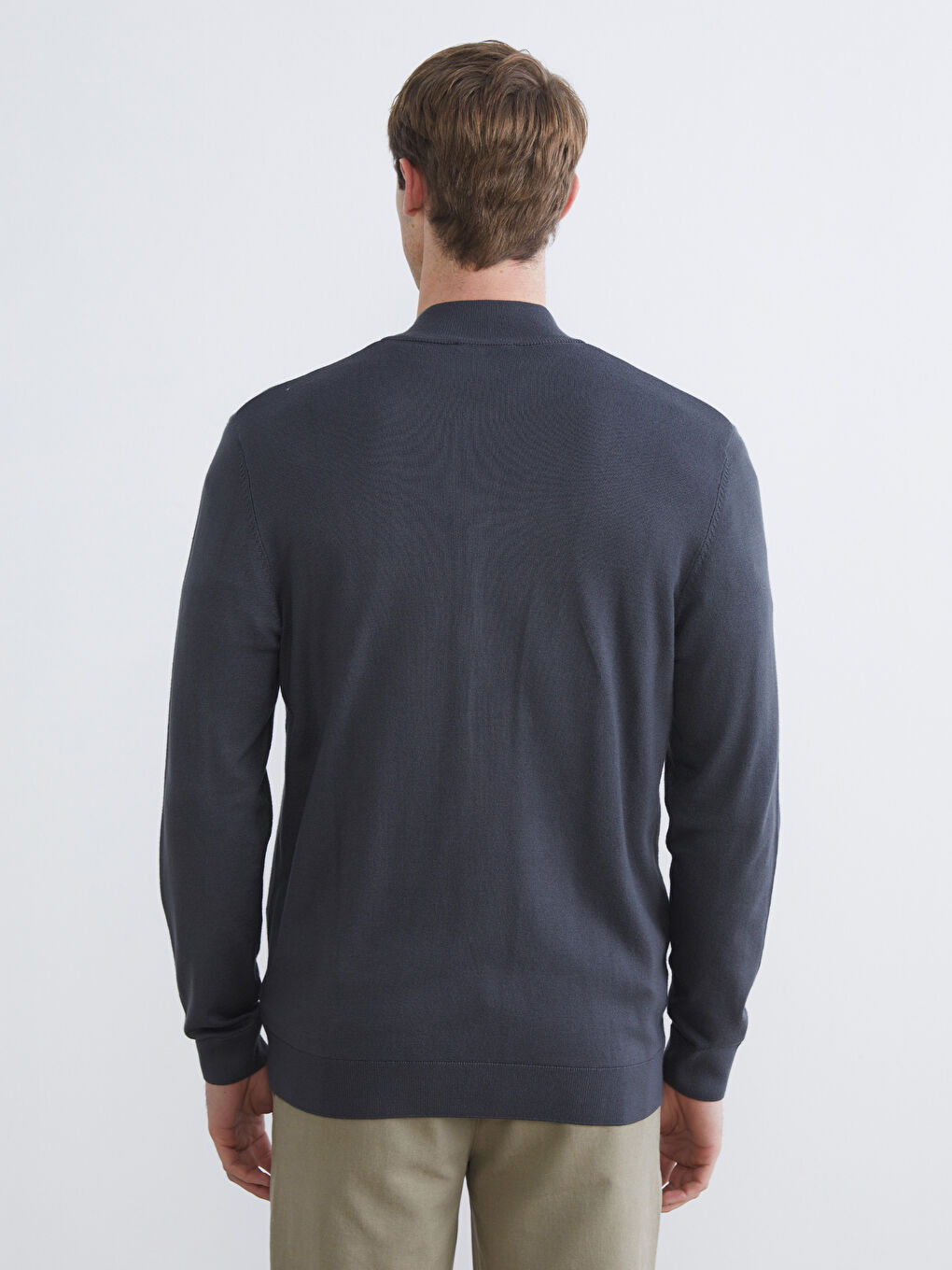 Regular Fit Funnel Neck Men's Knit Cardigan-3