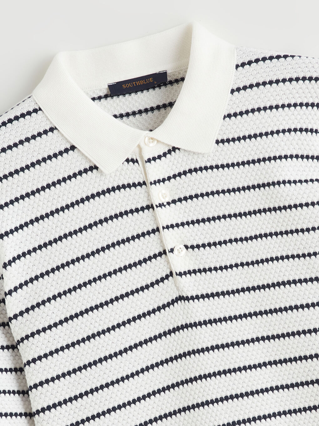 T-shirt en tricot à rayures à col polo pour homme-5