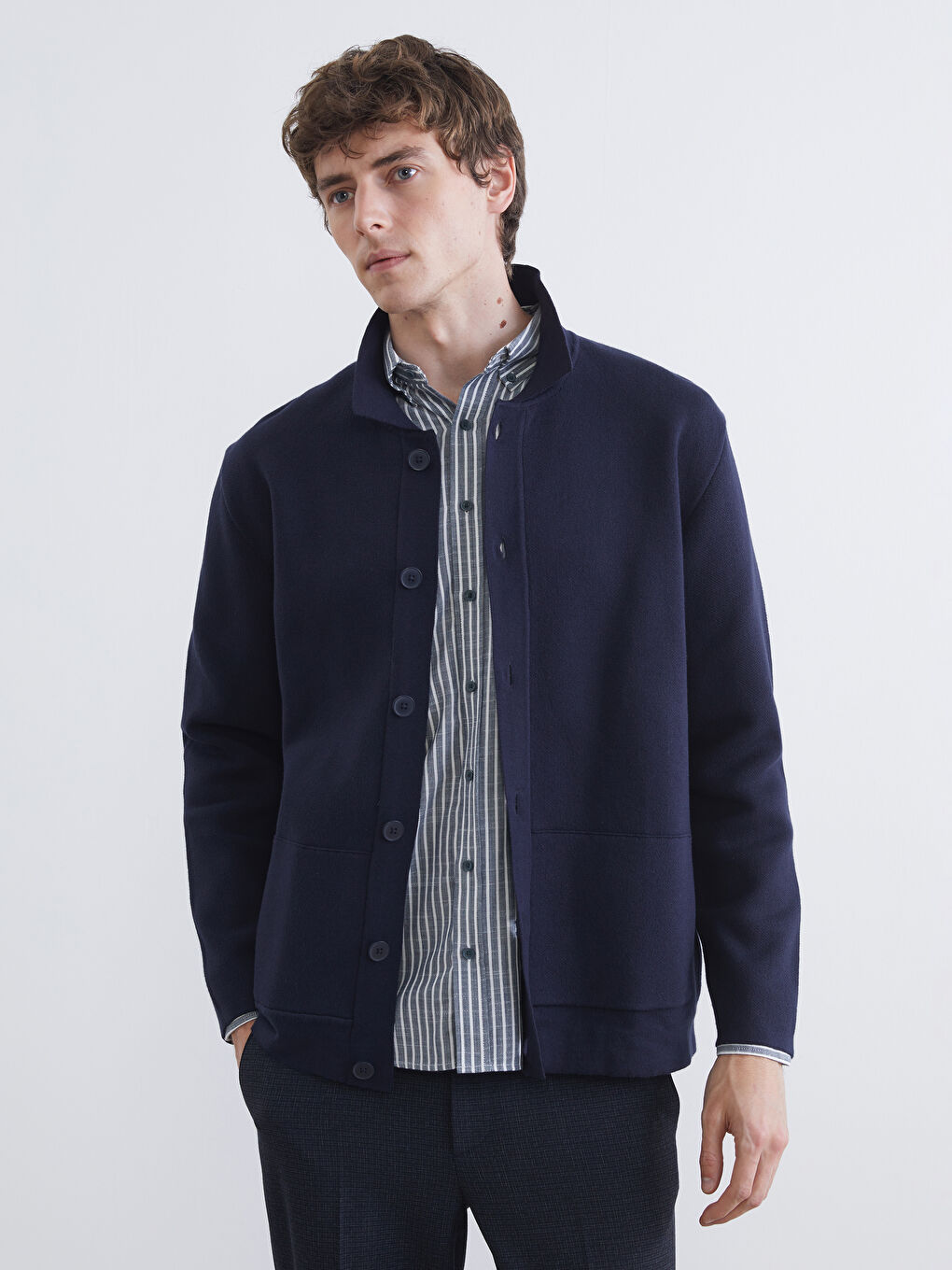 Standard Fit Polo Neck Men's Knitwear Cardigan