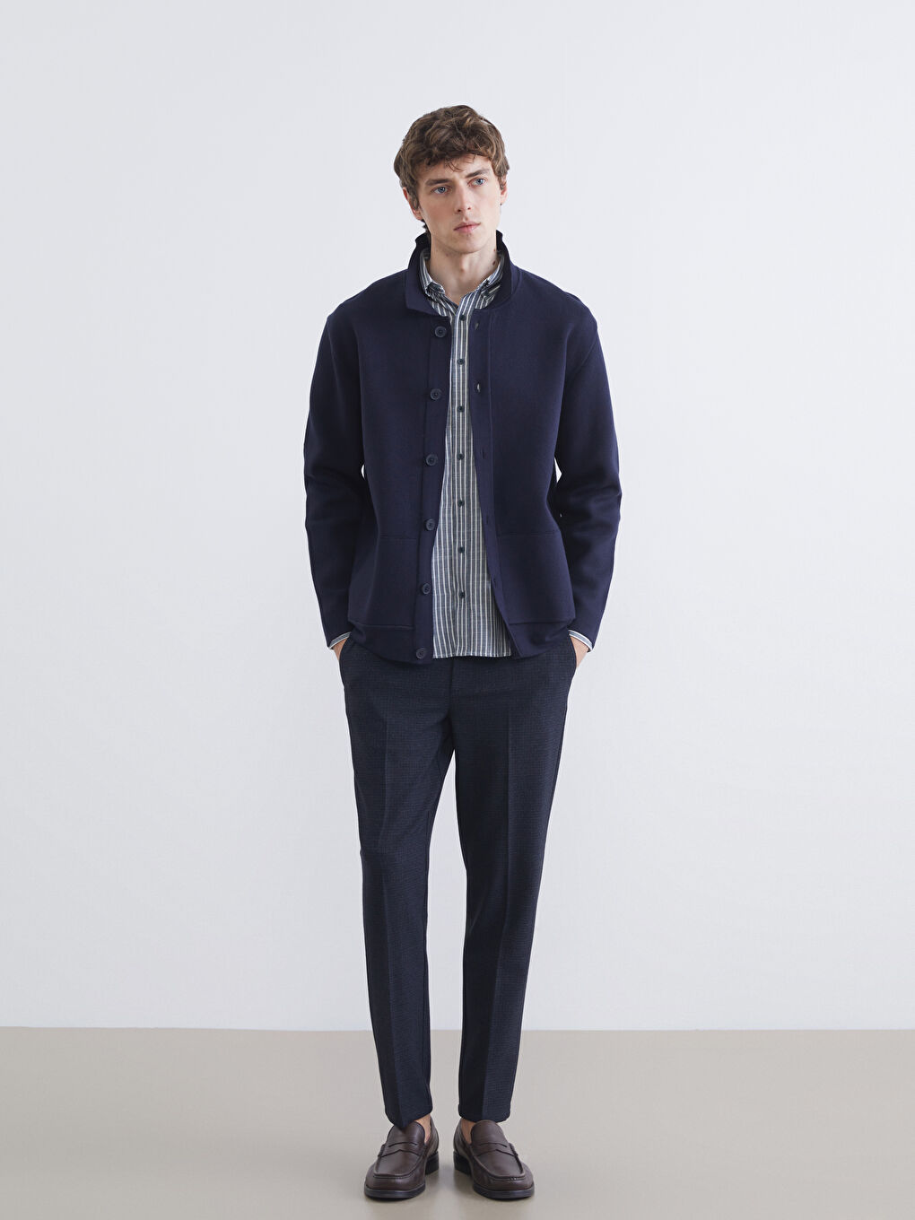 Standard Fit Polo Neck Men's Knitwear Cardigan-1