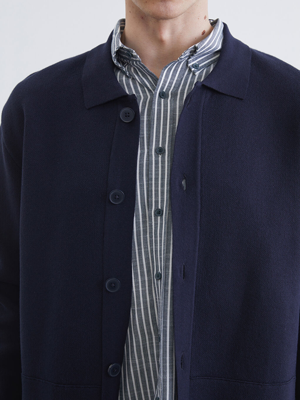 Standard Fit Polo Neck Men's Knitwear Cardigan-2