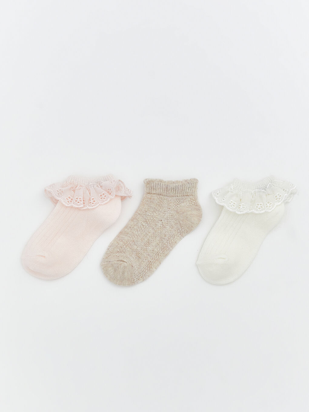 Ruffled Baby Girl Sock Booties - Set of 3