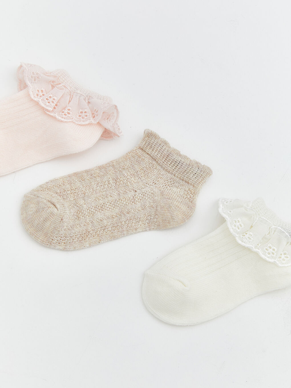 Ruffled Baby Girl Sock Booties - Set of 3-1