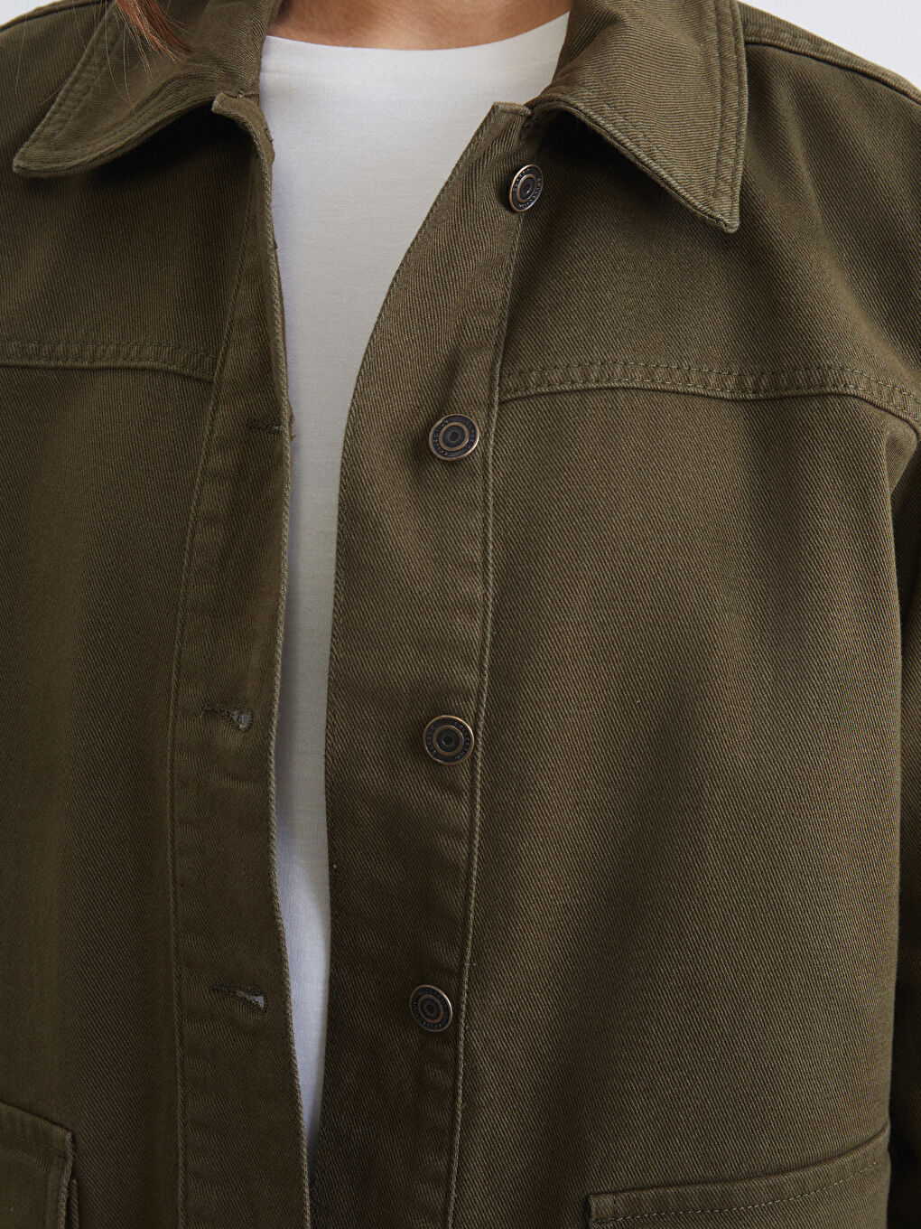 Haki Gömlek Yaka Kadın Ceket-2