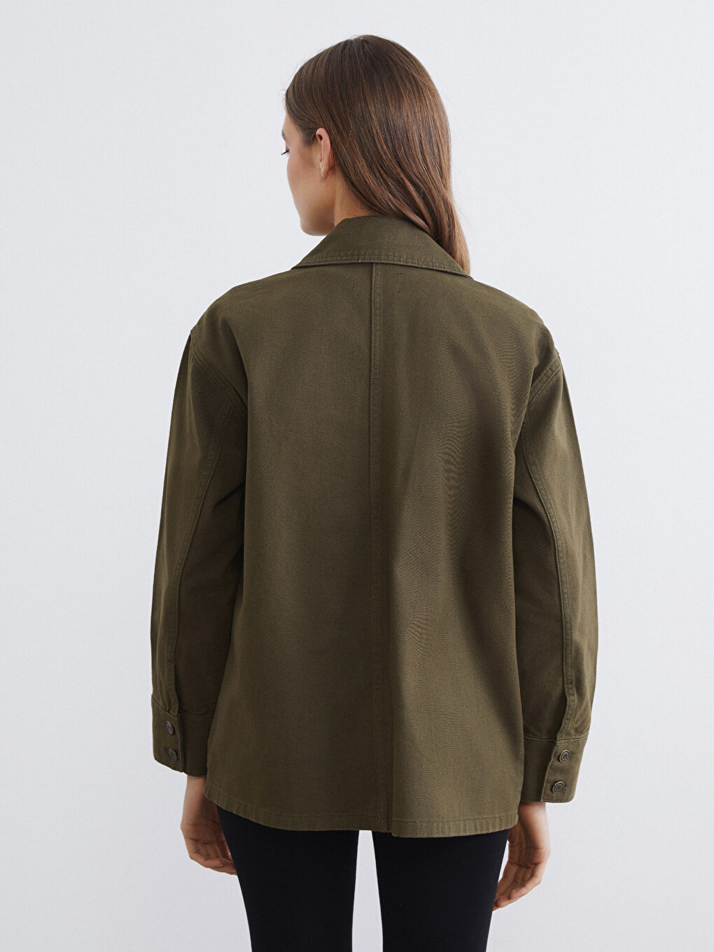 Haki Gömlek Yaka Kadın Ceket-3