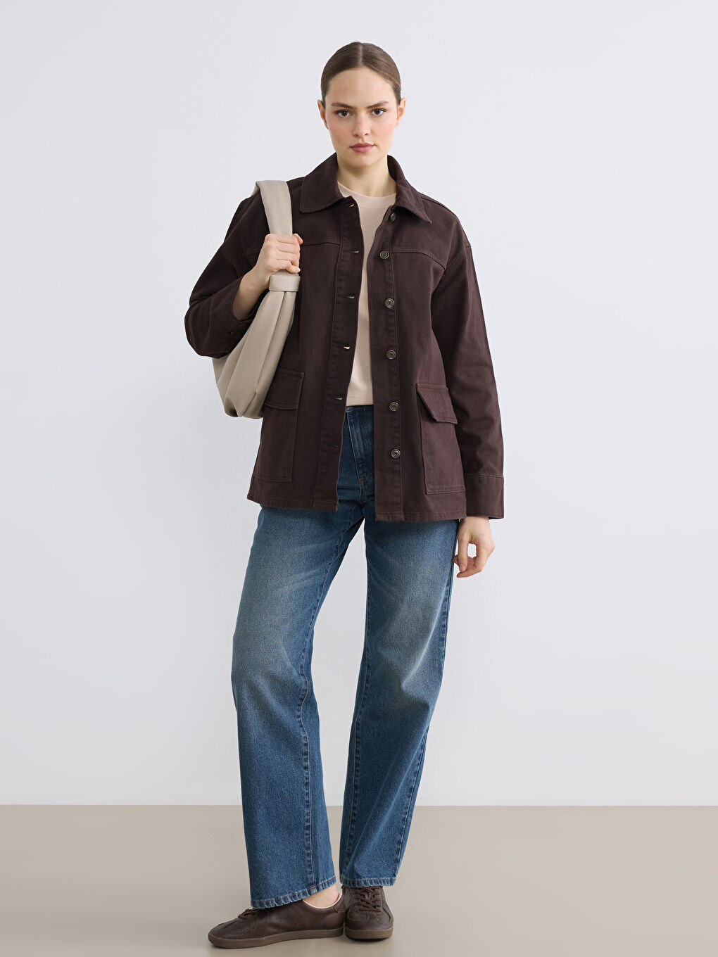 Antrasit Gömlek Yaka Kadın Ceket-1