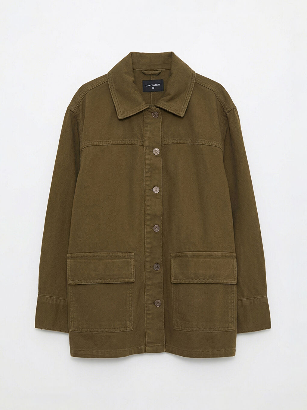 Haki Gömlek Yaka Kadın Ceket