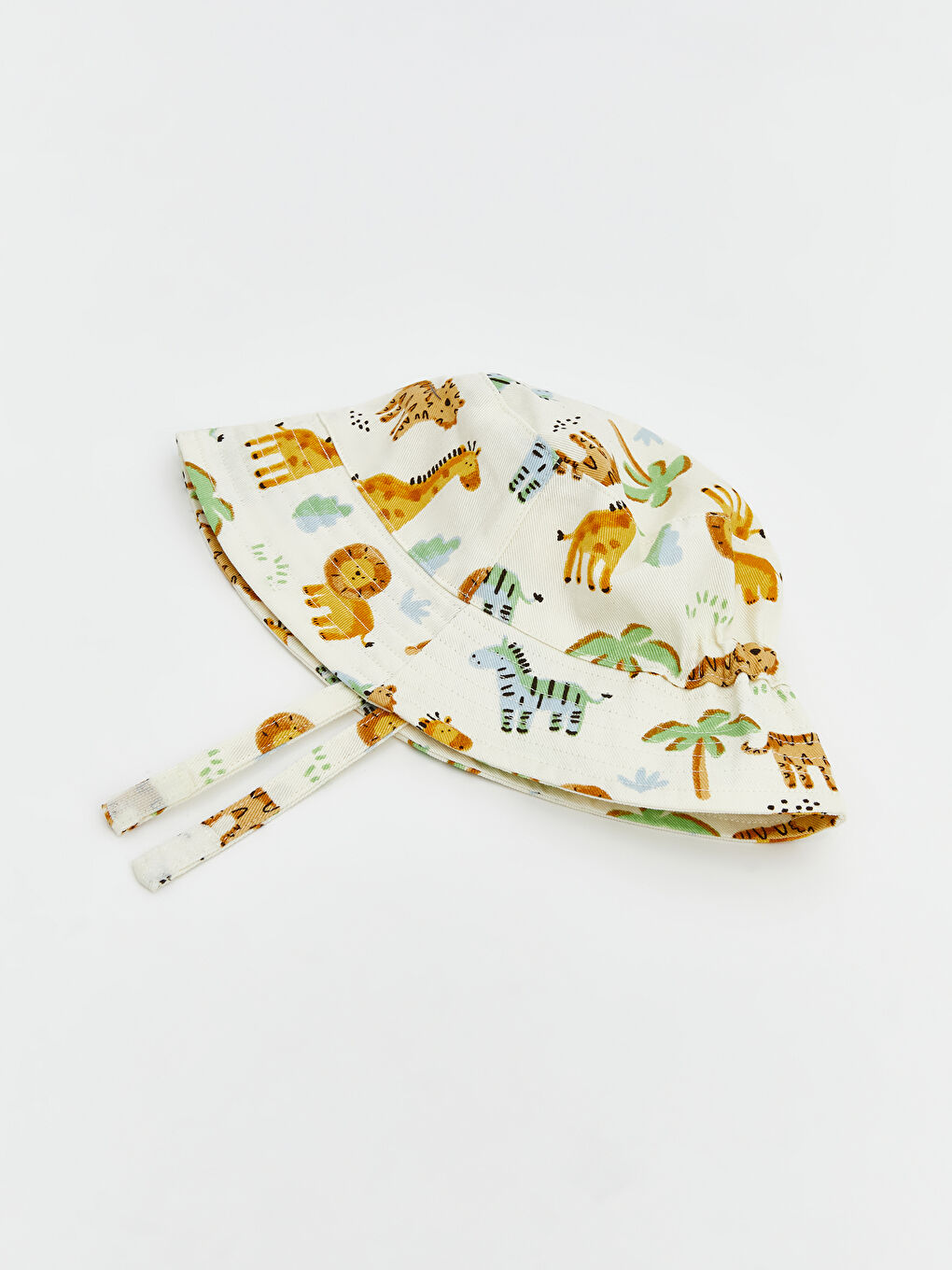 Bej Baskılı Erkek Bebek Bucket Şapka-1